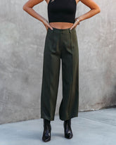 Linda Wide Leg Cropped Pants - Olive